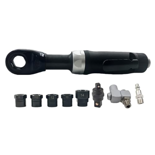 WILIN Pneumatic Ratchet Wrench Thru-Hole For Tight Spaces Autobody Repair | Remove Install Bolts Fasteners ,Ratchet Socket Set (8mm/10mm/12mm/13mm/14mm) ,with 3/8" 1/4" Square Adapter - style: wrench with 3/8" 1/4" square adapter