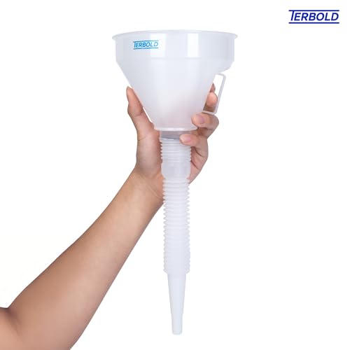 Automotive Flex Funnel with Hose | Wide Mouth Flexible Oil Funnel for Automotive Use - Gas, Transmission Fluid, Car Fuel, Oil Change (Clear) - color: Clear