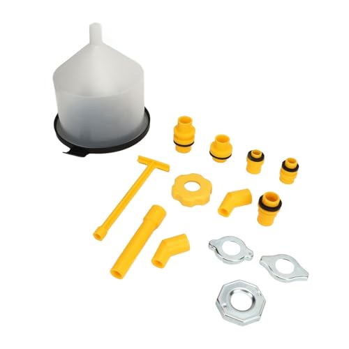 15Pcs Coolant Funnel Kit, Spill Proof Radiator Coolant Filling Funnel Kit with Transparent Funnel and Adapters for Car Yacht Boat, Universal Cooling Fluid Bleeder Adapter Kit