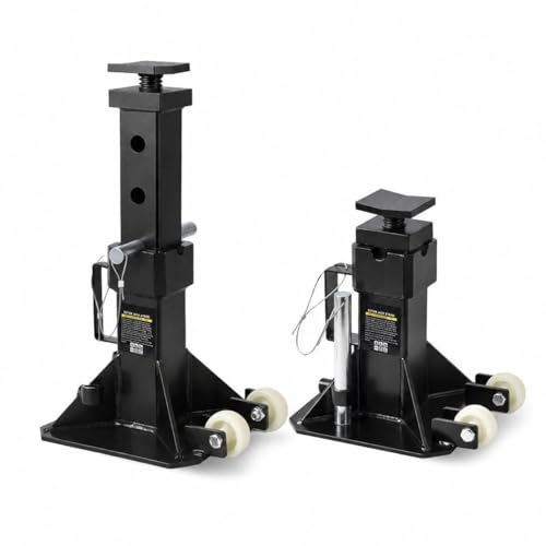 2 Pack 22 Ton Heavy Duty Jack Stands with Wheels, Pin Type Jack Stands for Trucks, RVs & SUVs, Quick-Release Locking, 13.7"-19.7" Adjustable Height, Professional Garage & Shop Use, Black - color: Black & 2 Wheels & First lift
