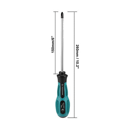 uxcell #2 Phillips Screwdriver 6 Inch Round Shaft Non Slip Comfortable Handle - size: PH2 x 6"