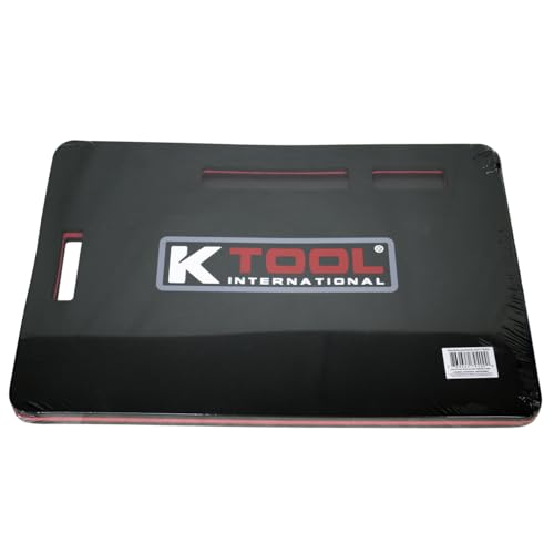 K Tool International 79400 24" X 16" Foam Kneeling Pad for Garages, Repair Shops and DIY, 1.13" Thick, Anti-Slip, Oil Proof and Solvent-Resistant, Built-in Handle, Magnetic Groove, Black/Red