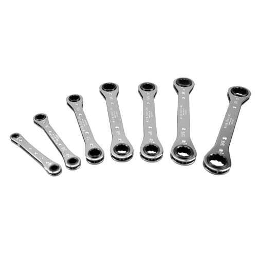 KLEIN TOOLS 68222 Ratcheting Box Wrench Set, 7-Piece, Made in USA - size: 7-Piece