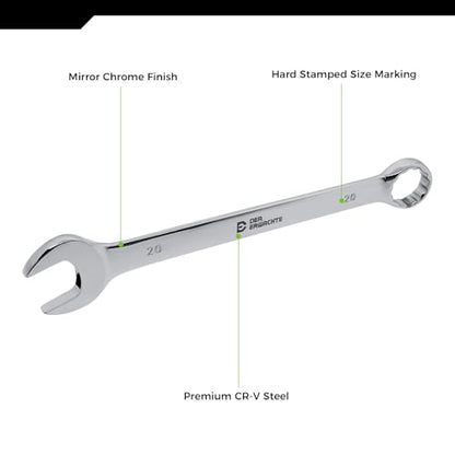 Der Erwachte Combination Wrench Set,SAE & Metric,30-Piece, 1/4'' to 1'' & 8-22mm,CR-V Steel,with Rolling Pouch - size: 30 Piece (Metric+Sae)