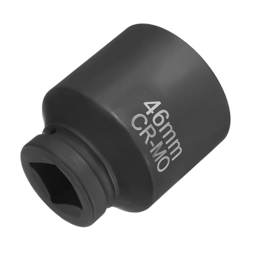 HARFINGTON 4 Point Square Socket 1" Drive 46mm Metric Square Impact Socket CR-MO Blackening Standard Wheel Sleeve Pneumatic Sleeve Tool for Auto Repair Mechanical Maintenance Home Use - size: 1"/46mm