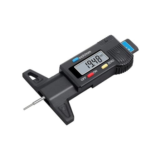 Tire Tread Depth Gauge Digital Tire Tread Depth Gauge 0-25.4mm Range,0.01mm Resolution,Large LCD Display,Handheld Easy Read Tire Depth Gauge for Cars,Trucks,Motorcycles