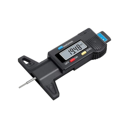 Tire Tread Depth Gauge Digital Tire Tread Depth Gauge 0-25.4mm Range,0.01mm Resolution,Large LCD Display,Handheld Easy Read Tire Depth Gauge for Cars,Trucks,Motorcycles