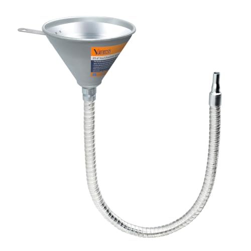 25.6" Steel Bendable Spout Funnel with Filter for All Automotive Oils | Metal Flexible Long Funnels for Automotive Use for Transmission Fluid, Diesel Fuel, and Other Liquids