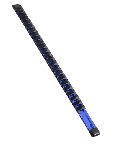 ALOANES 1/4-Inch Drive Aluminum Alloy Socket Rail Organizer, Heavy Duty Socket Racks, Socket Holder Kit for Toolbox Drawer Fit 1/4-Inch x 24 Clips (Blue) - color: Blue, size: 1/4-inch Drive