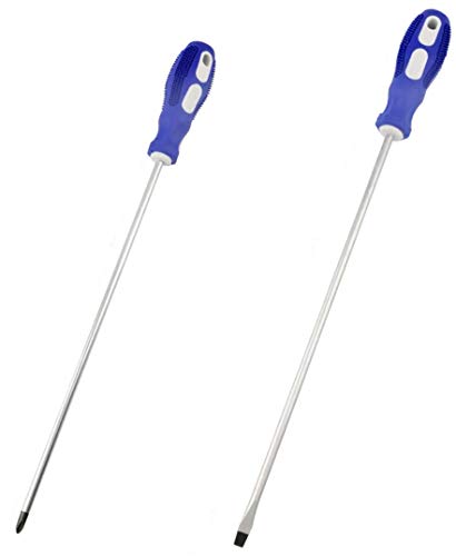 12-inch long Screwdriver Magnetic Tip Cross Head Flat Head NO.2 Screwdriver 2pack