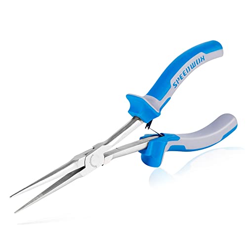 SPEEDWOX 7 Inches Long Reach Needle Nose Pliers with Serrated Jaw | Slim Extra Long Plier, Long Nose Mini Precision Wire Looping, Hard to Reach Narrow Spaces, High Leverage Fine Tips - style: Needle Nose Pliers with Teeth
