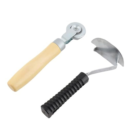 Keenso 6mm Tire Patch Roller Scraper Set, Tire Repair Tool Kit with Wood Handle for Cars Motorcycles