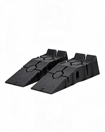 2 Pack Low Profile Plastic Auto Service Ramps, 5 Ton 12000 LBS Capacity | 6.7 Inch Lift Height Portable Vehicle Garage Ramps for Oil Change & Car Repair - color: Gray