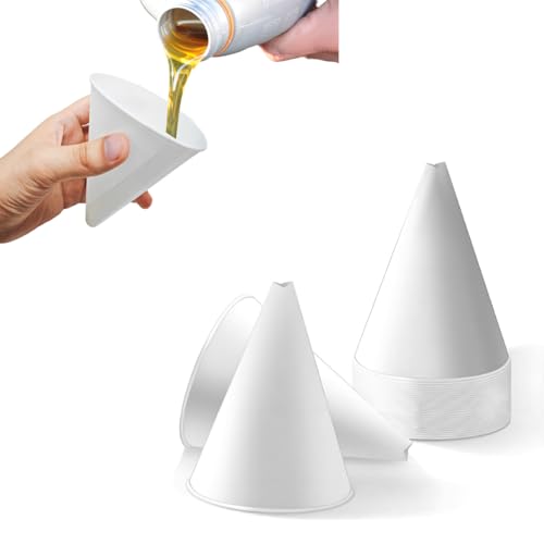 DXNQ 30PCS Disposable Engine Oil Funnels, Paper Cone Funnel Motor Oil Funnel Dispensers for Oil Change, Automotive Use No Spill Disposable Paper Funnels for Water Coolant Gas - color: 30 PCS