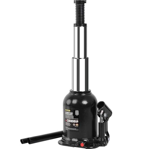 10 Ton (20,000 LBs) Double Ram Welded Hydraulic Car Bottle Jack for Auto Repair and House Lift, Black - size: 10TON-Black