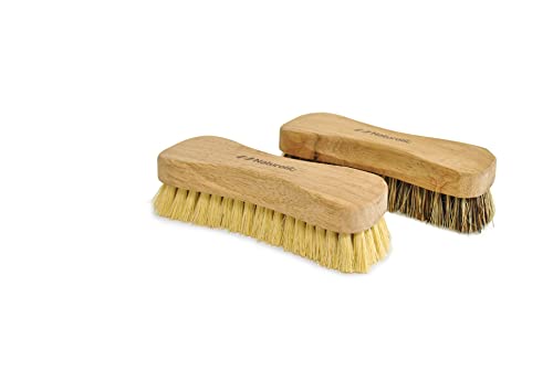 All-Natural Wooden Scrub Brush Set | Wooden Handle | Tampico and Palmyra bristles | Eco Friendly Cleaning Products | Pack of 2