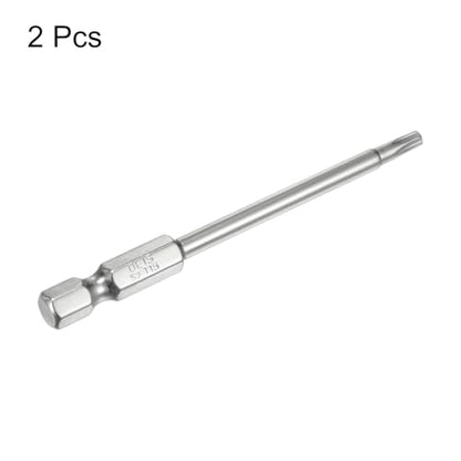 HARFINGTON 2pcs T15 Security Torx Bit 1/4" Hex Shank 3" Long S2 Steel Magnetic Tamper Resistant Star Bits Screwdriver Torx Head with Hole for Driver Drill Bits Remove Fastening Screws - size: T15