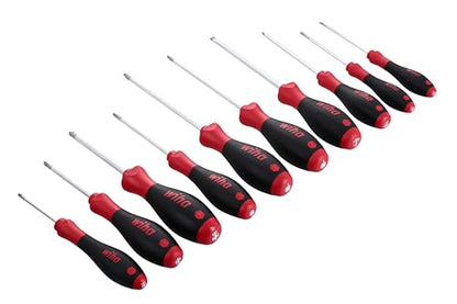 Wiha 30290 SoftFinish Grip ScrewDriver Set, Slotted 3.0-6.5, Phillips Number 0 -2 and Square Number 1-3, 10-Piece Set - style: 10 Pieces