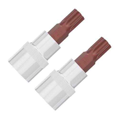 2PCS 3/8" Drive T45 Torx Bit Socket, S2 Steel Bits, Heat Treated CR-V Steel Star Sockets 1.9" Length - size: T45