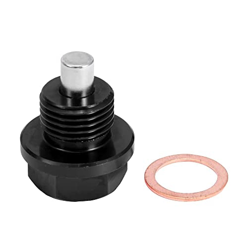 X AUTOHAUX M16x1.5 Oil Drain Plug Magnetic Sump Drain Nut Oil Drain Bolt | 2 Set , Aluminum Alloy , with 2 Washer for Car Motorcycle Black - size: M16x1.5