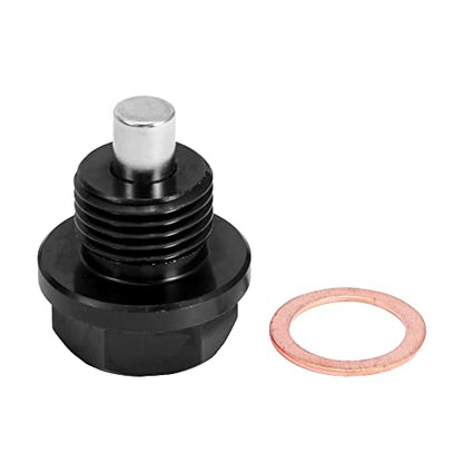 X AUTOHAUX M16x1.5 Oil Drain Plug Magnetic Sump Drain Nut Oil Drain Bolt | 2 Set , Aluminum Alloy , with 2 Washer for Car Motorcycle Black - size: M16x1.5