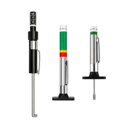 3 PCS Car Tire Tread Depth Gauge Set, Color-Coded 1/32 Inch Auto Tire Depth Gauge & Brake Pad Measuring Tool, Accurate Tyre Tread Checker Brake Pad Thickness Measure Tool