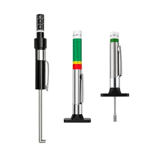 3 PCS Car Tire Tread Depth Gauge Set, Color-Coded 1/32 Inch Auto Tire Depth Gauge & Brake Pad Measuring Tool, Accurate Tyre Tread Checker Brake Pad Thickness Measure Tool