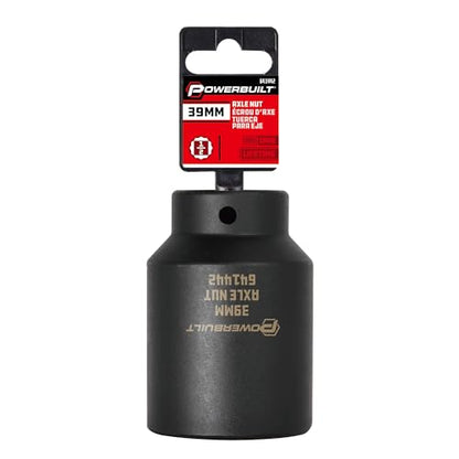 Powerbuilt 39mm Axle Nut Socket, 1/2 Inch Drive, Use with Impact Wrench, 12 Point Extra Deep, Remove Axle Shaft Nut - 641422 - size: 39mm