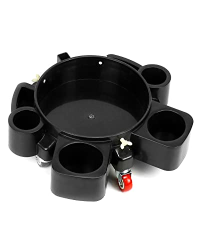 QWORK Bucket Dolly, Detailing Cart for 5 Gallon Car Wash Bucket, Rolling Bucket Dolly with 5 Rolling Swivel Casters and Compartments, for Car Washing Detailing System