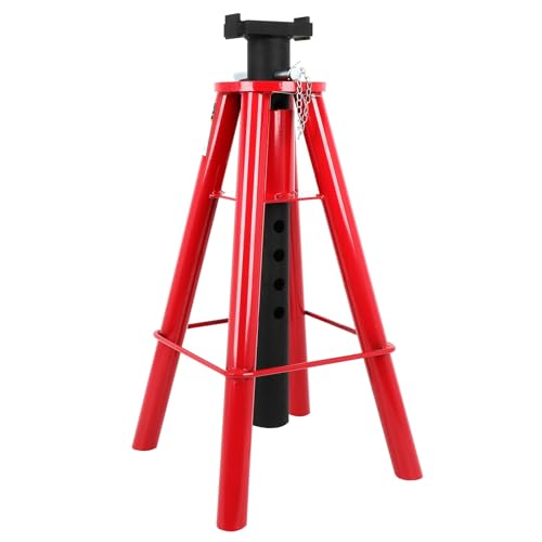 SCITOO 10 Ton (20 000 lb) Pin Type Jack Stands Red Steel Safety Lift Stand - Adjustable 30-48" Height 17"x17" Base & 3-1/8"x5-3/8" Saddle for Vehicle Repair
