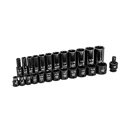 GEARWRENCH 25 Pc. 3/8" Drive 6 Pt. SAE Impact Socket Set, Standard & Deep - 84919N - size: 3/8" Drive