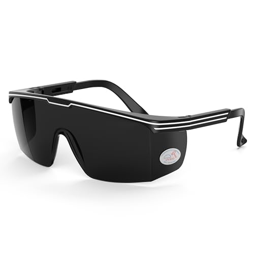 xaegistac Anti Fog Safety Glasses with Side Shields | UV400 Protective Eyewear,Impact Resistant Safety Goggles for Men Women - color: Black Lens and Black Frame