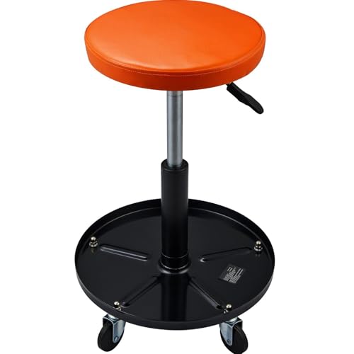 Mechanic Stool,Rolling Pneumatic Creeper Garage/Shop Seat,Adjustable Mechanics Rolling Creeper Seat Stool Tool Tray for Shop Garage,Black