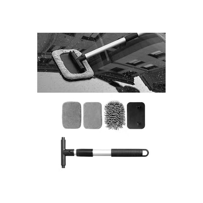 Car Windshield Cleaner, Microfiber Vehicles Window Cleaning Tool with 3PCS Reusable Cloth Pads, Automotive Washing Interior ＆ Exterior Glass Supplies Accessories, Universal Fit (Rectangle) - size: Rectangle