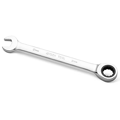 Jetech 21mm Ratchet Wrench, Ratcheting Combination Wrench Metric, Industrial Grade Gear Spanner with 12-Point Design, 72-Tooth Ratchet, Chrome Vanadium Steel - size: 21mm
