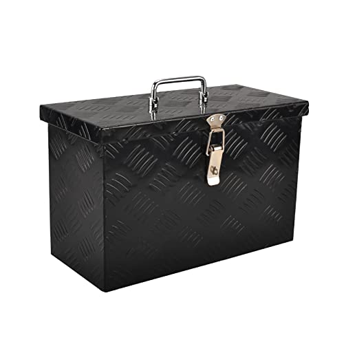 16 Inch Aluminum Truck Bed Tool Box Truck Car Outdoor Trailer Pickup Underbody Toolbox,RV Storage OrganizerTrailer Storage W/Side Handle&Lock,5 Bar Tread,Black(16"X7.5"X10") - color: Black, size: 16"X7.5"X10"/Aluminum