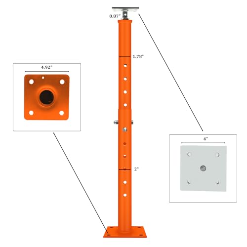 4 Pcs House Floor Jacks Post for Leveling,Adjustable Support Jack 19-36" Height Range,Floor Jack Stand 2 ton - 4400 lbs Height Capacity (Each),Screw Jack,Lift Supports,Level Supports Orange Orange