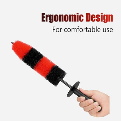 Fitosy Wheel Rim Brush, Soft Bristle Long Car Tire Washing Tool | Detailing for Exhaust Tips Engine, Vehicle Motorcycles Auto Truck SUV RV, No Scratches