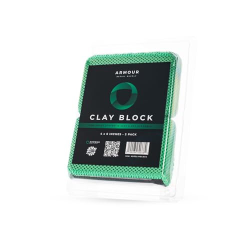 Armour Detail Supply - Clay Block - Safely Removes Stubborn Embedded Dirty Buildup from Paint, Glass and Plastic - 2 Pack