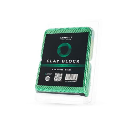 Armour Detail Supply - Clay Block - Safely Removes Stubborn Embedded Dirty Buildup from Paint, Glass and Plastic - 2 Pack