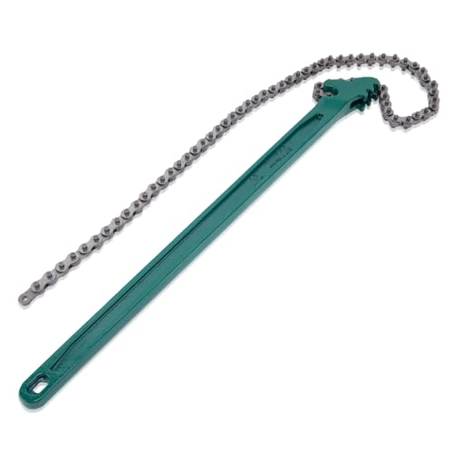 24 Inch Chain Wrench, Adjustable Ratcheting Chain Oil Filter Wrench Heavy Duty Fits Max 12.6 Inch Diameter for Pipe Installation and Car Repair - style: 24 Inch-Green