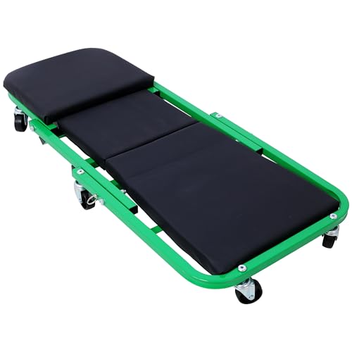 LuckyNote Mechanic, Garage Gift, 36" Z Creeper Seat, 2 in 1 Mechanic Gifts, 300 lbs Capacity, Low Profile Creeper with 6 pcs Wheels in Garage/Shop for Fathers Day Tool Gift (Green) - color: Green