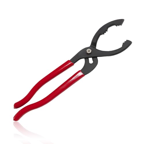 12" Adjustable Oil Filter Pliers, Nonslip Adjustable Oil Filter Wrench Removal Tool, Fuel Filter Wrench Disassembly Dedicated Clamp for Engine Filters Conduit Fittings (Red) - color: Red