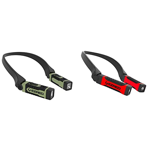 EZRED Anywear Rechargeable Neck Light for Hands-Free Lighting, Soft Green & Bright NK10 Anywear Neck Light for Hands-Free Lighting, Red and Black
