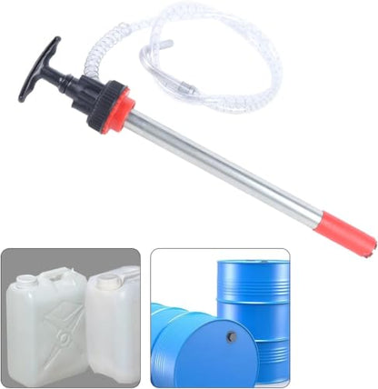 Manual Push Oil Pump Transfer Pump, 5 Gallon Bucket Liquid Transfer Pump, Portable Oil Hand Pump for Fuel Removal, Push Suction Pump Extractor with 48 in Hose and Nozzle