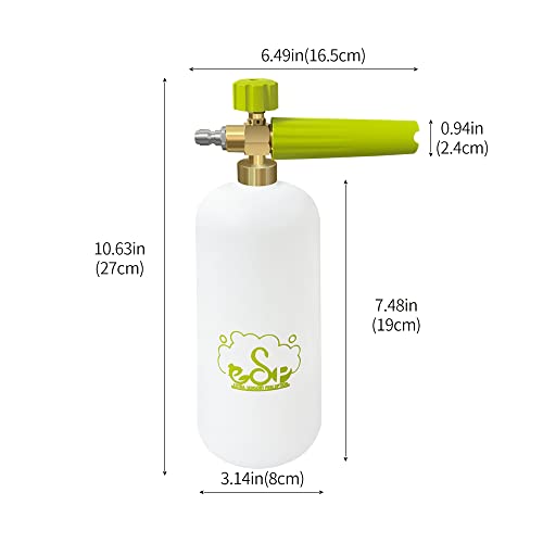 ESP Foam Cannon Snow Foam Lance Pressure Power Jet Washer Quick Release Adjustable Nozzle with 1 Liter Bottle Washing Mitts 1 Towel - color: Green