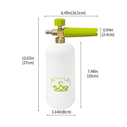 ESP Foam Cannon Snow Foam Lance Pressure Power Jet Washer Quick Release Adjustable Nozzle with 1 Liter Bottle Washing Mitts 1 Towel - color: Green