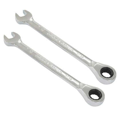 2 Pcs 7/16 Inch Ratchet Wrench Imperial Ratcheting Combination Wrench Set, 12 Point, 72 Teeth for Projects SAE Tight Spaces - size: 7/16 Inch