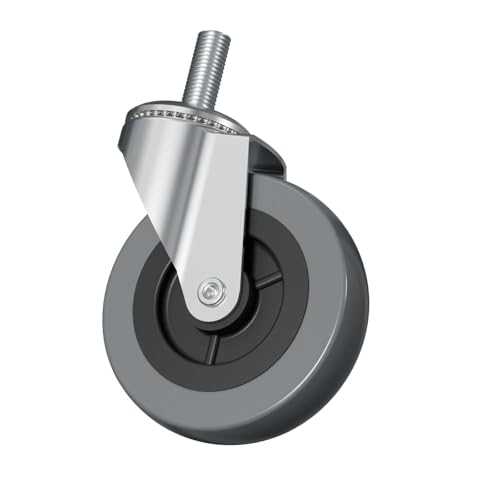3 Inch Creeper Replacement Wheels 6 Pack Swivel Caster Wheel | Snap on cart Castor for Creeper Service Cart Stool Post Mount, M10x 1" Metric Threaded Stem Casters - style: Gray-No Brakes