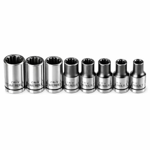 Powerbuilt 8-Piece 1/4-Inch Drive Universal Spline Socket Set with Dual Finish – Fits SAE, Metric, Hex, 6-Point, 12-Point, E-Torx, Spline, and Square Fasteners - 642053 - size: 1/4 in.